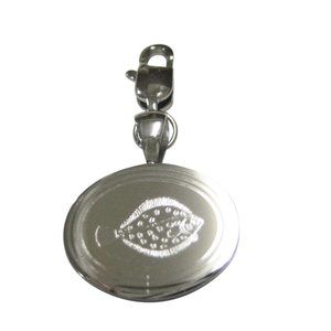 Silver Toned Oval Etched Flounder Halibut Flatfish Pendant Zipper Pull Charm